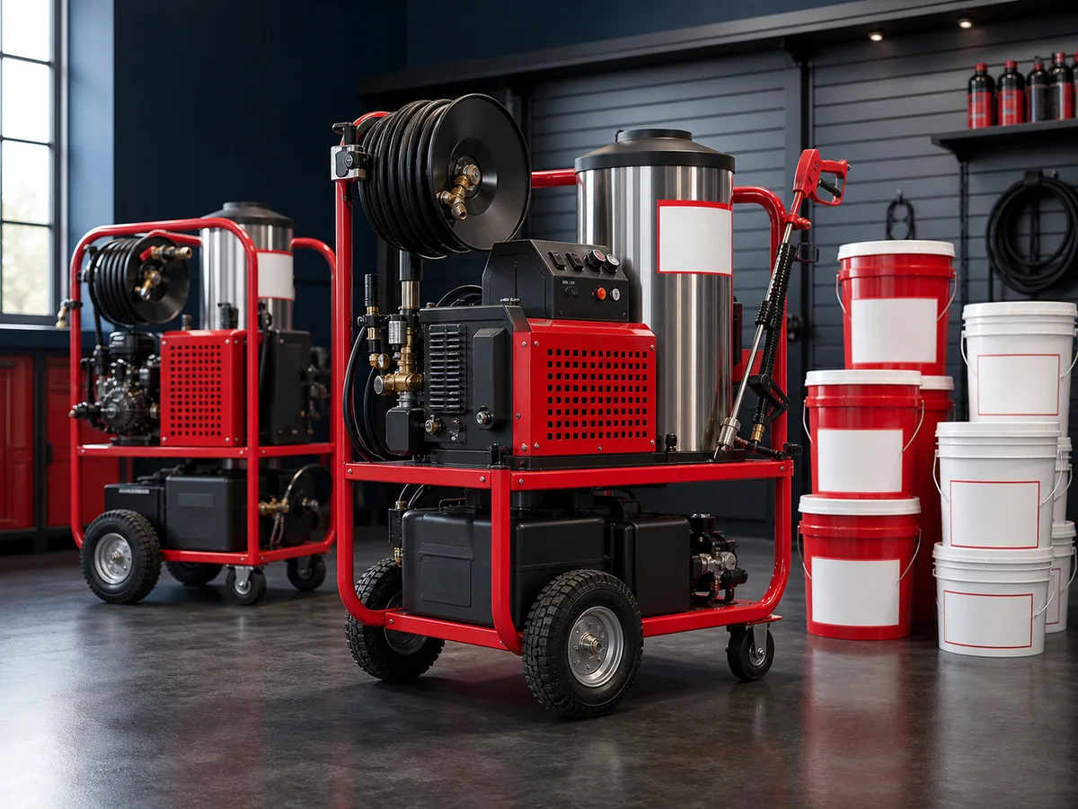 Hotsy pressure washers on the showroom floor