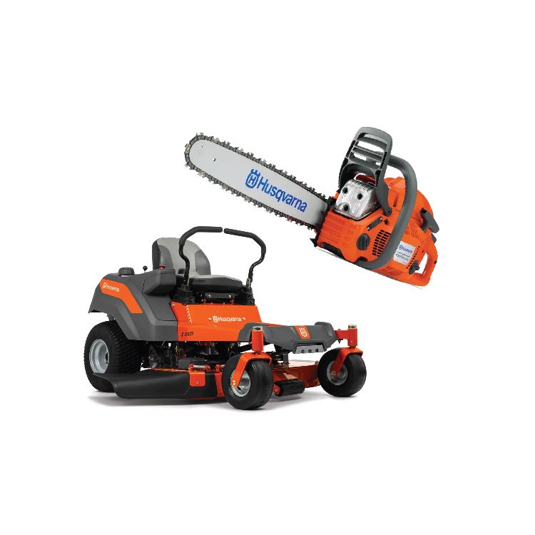 Husqvarna zero-turn mower and chainsaw