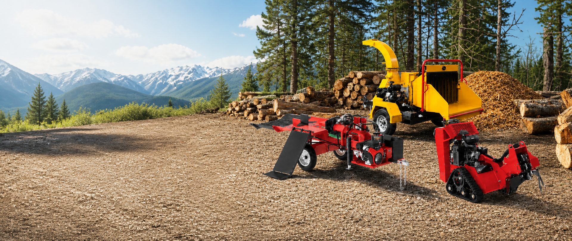 Wood chipper, log splitter and stump grinder